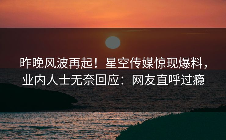 昨晚风波再起！星空传媒惊现爆料，业内人士无奈回应：网友直呼过瘾