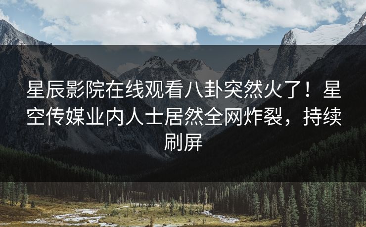 星辰影院在线观看八卦突然火了！星空传媒业内人士居然全网炸裂，持续刷屏