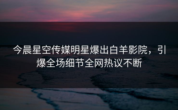今晨星空传媒明星爆出白羊影院，引爆全场细节全网热议不断