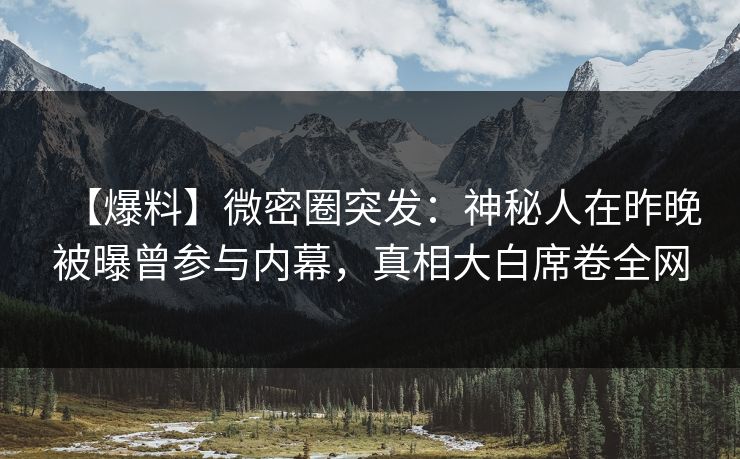 【爆料】微密圈突发：神秘人在昨晚被曝曾参与内幕，真相大白席卷全网
