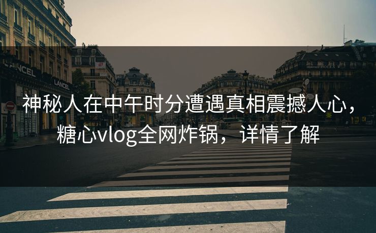 神秘人在中午时分遭遇真相震撼人心，糖心vlog全网炸锅，详情了解