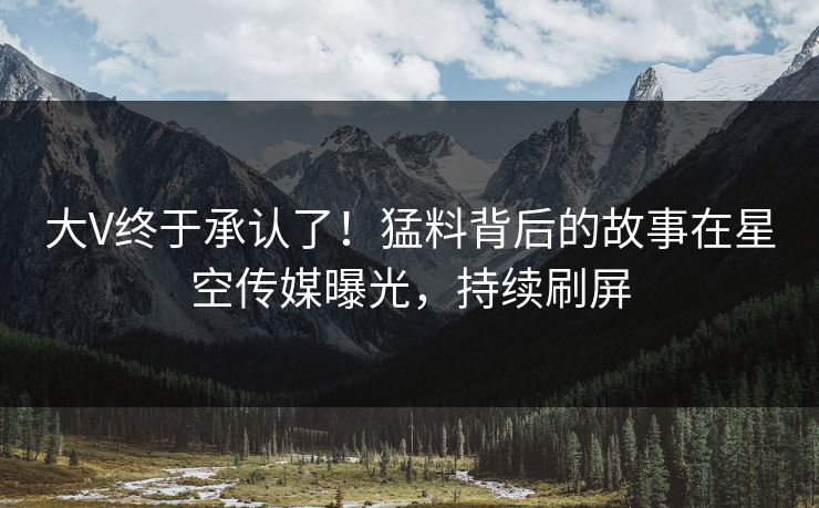大V终于承认了！猛料背后的故事在星空传媒曝光，持续刷屏