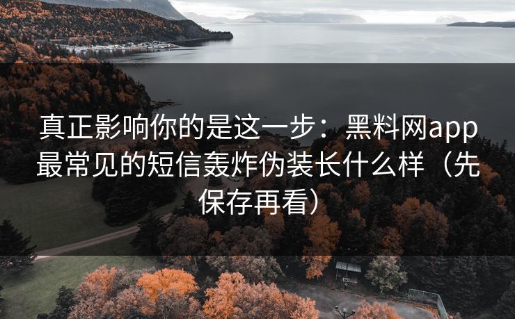 真正影响你的是这一步：黑料网app最常见的短信轰炸伪装长什么样（先保存再看）